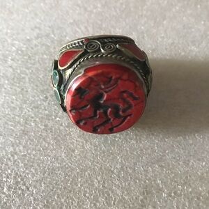 Antique tukuman Coral and Silver ring